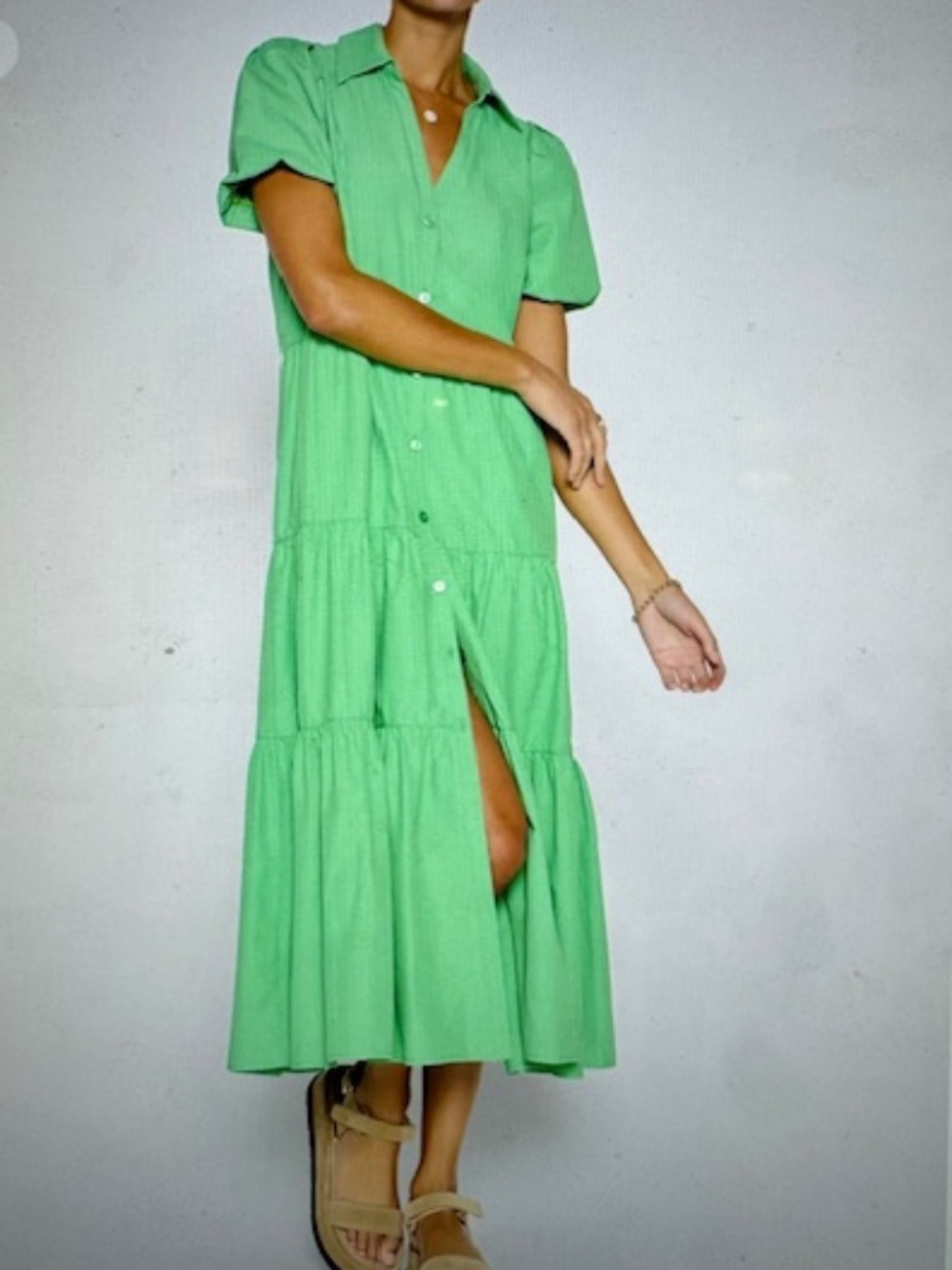 Like new!  EUC Brochu Walker $348 Havana Dress in Derby Green, Medium - Picture 3 of 8